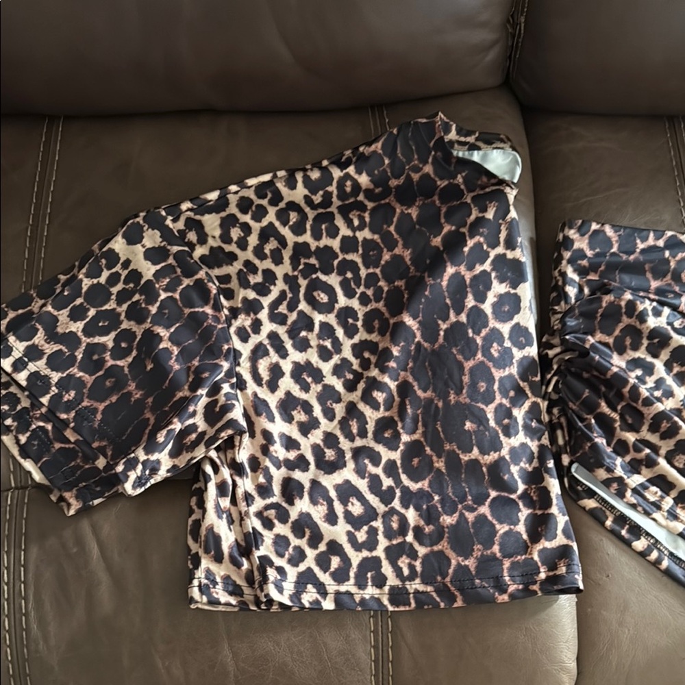 Leopard Print Crop Top and Shorts